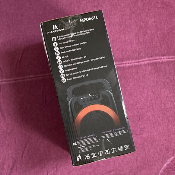 Bluetooth Portable Karaoke Speaker New & Sealed NIB, 5000W, Maxpower Boom M6 - Picture 5 of 6